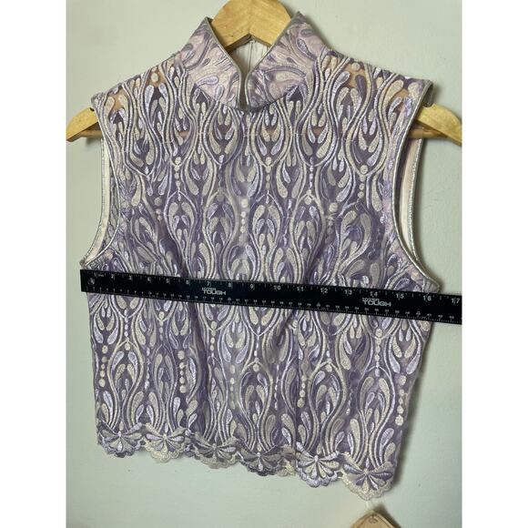 NOS Western Women's Lavender Sheer Cropped Blouse Formal Size Small Pastel - Picture 7 of 11
